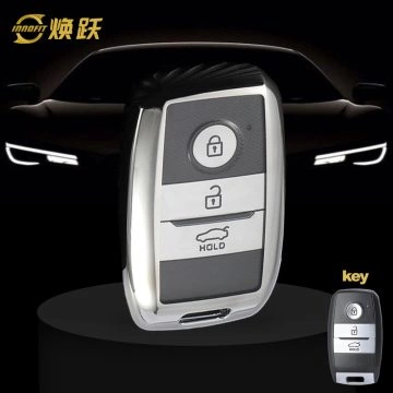KIH1T1-White Transparent Button-Silver Plating- Car Key Cover For Kia