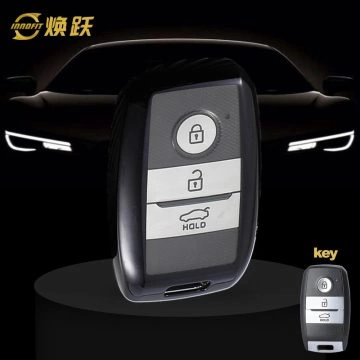 KIH1T1-White Transparent Button-Black Plating- Car Key Cover For Kia