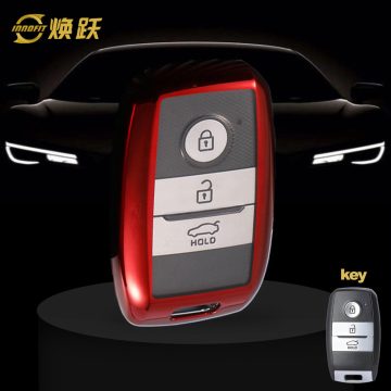 KIH1T1-White Transparent Button-Red Plating- Car Key Cover For Kia