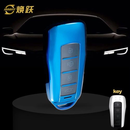 XPA1T1-White Transparent Button-Blue Plating- Car Key Cover For XPENG