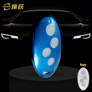 BYB1T1-White Transparent Button-Blue Plating- Car Key Cover For BYD