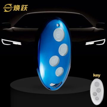 BYB1T1-White Transparent Button-Blue Plating- Car Key Cover For BYD