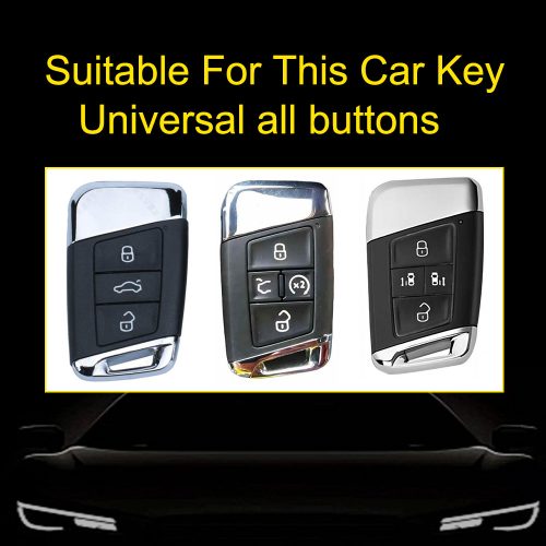 VOD1T1-White Transparent Button-Rose Gold Plating- Car Key Cover For Volkswagen