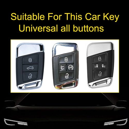 VOD1T1-White Transparent Button-Red Plating- Car Key Cover For Volkswagen