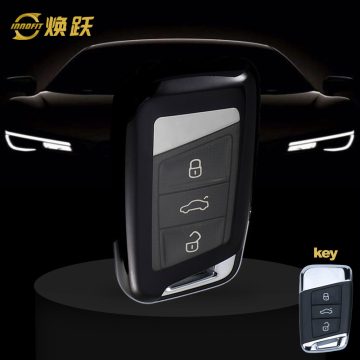 VOD1T1-White Transparent Button-Black Plating- Car Key Cover For Volkswagen