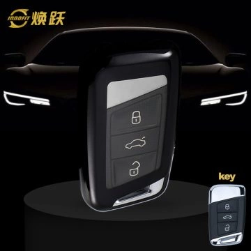 VOD1T1-White Transparent Button-Black Plating- Car Key Cover For Volkswagen