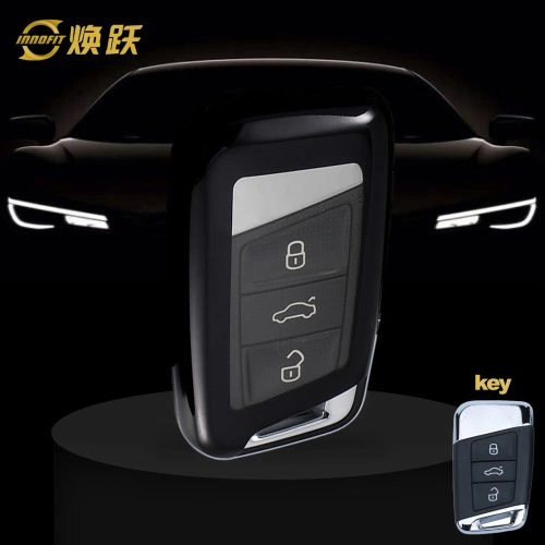 VOD1T1-White Transparent Button-Black Plating- Car Key Cover For Volkswagen