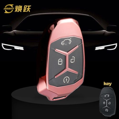 LYA1T1-White Transparent Button-Rose Gold Plating- Car Key Cover For LYNK&CO