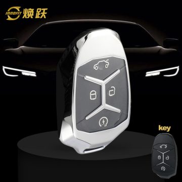 LYA1T1-White Transparent Button-Silver Plating- Car Key Cover For LYNK&CO