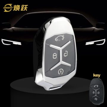 LYA1T1-White Transparent Button-Silver Plating- Car Key Cover For LYNK&CO