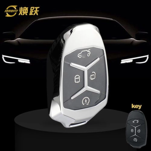 LYA1T1-White Transparent Button-Silver Plating- Car Key Cover For LYNK&CO