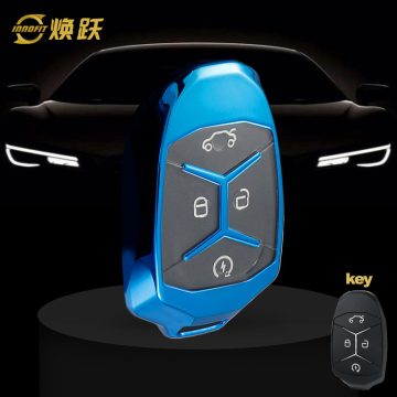 LYA1T1-White Transparent Button-Blue Plating- Car Key Cover For LYNK&CO