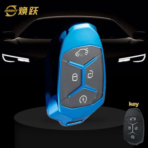 LYA1T1-White Transparent Button-Blue Plating- Car Key Cover For LYNK&CO