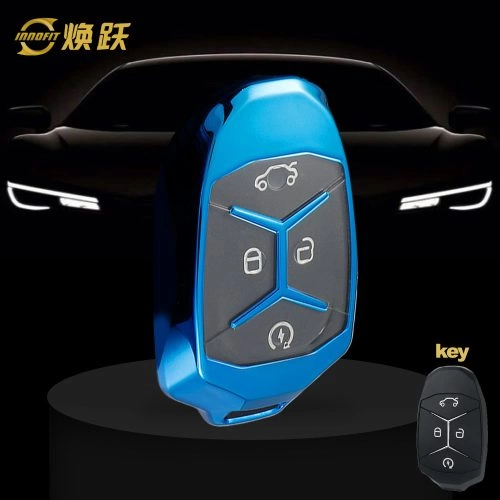 LYA1T1-White Transparent Button-Blue Plating- Car Key Cover For LYNK&CO
