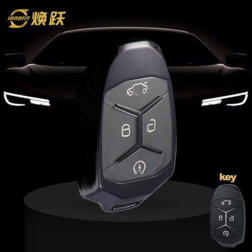 LYA1T1-White Transparent Button-Black Plating- Car Key Cover For LYNK&CO