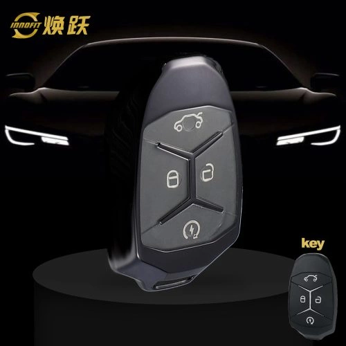 LYA1T1-White Transparent Button-Black Plating- Car Key Cover For LYNK&CO