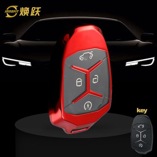 LYA1T1-White Transparent Button-Red Plating- Car Key Cover For LYNK&CO