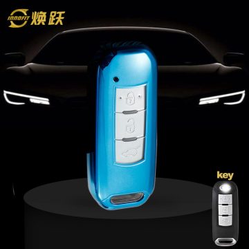 TRC1T1-White Transparent Button-Blue Plating- Car Key Cover For Trumpchi