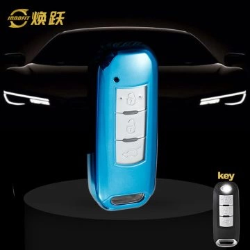 TRC1T1-White Transparent Button-Blue Plating- Car Key Cover For Trumpchi