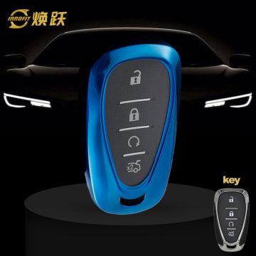 CEA1T1-White Transparent Button-Blue Plating- Car Key Cover For Chevrolet