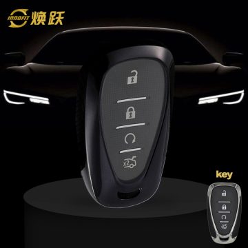 CEA1T1-White Transparent Button-Black Plating- Car Key Cover For Chevrolet