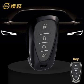CEA1T1-White Transparent Button-Black Plating- Car Key Cover For Chevrolet