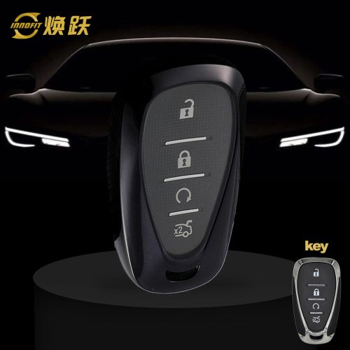 CEA1T1-White Transparent Button-Black Plating- Car Key Cover For Chevrolet