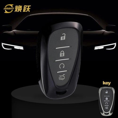 CEA1T1-White Transparent Button-Black Plating- Car Key Cover For Chevrolet