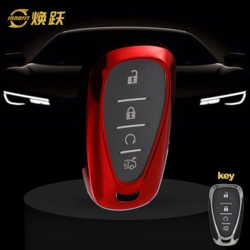 CEA1T1-White Transparent Button-Red Plating- Car Key Cover For Chevrolet