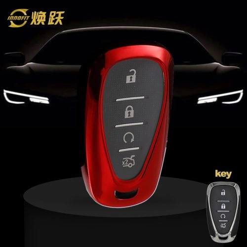 CEA1T1-White Transparent Button-Red Plating- Car Key Cover For Chevrolet