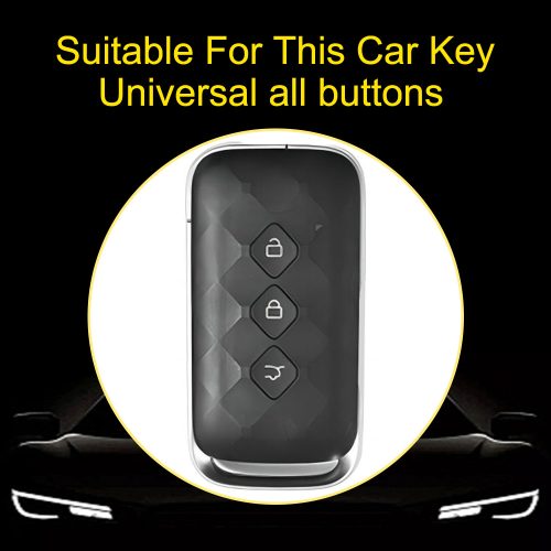 WUE1T1-White Transparent Button-Black Plating- Car Key Cover For Wuling