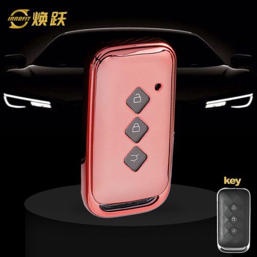 WUE1T1-White Transparent Button-Rose Gold Plating- Car Key Cover For Wuling
