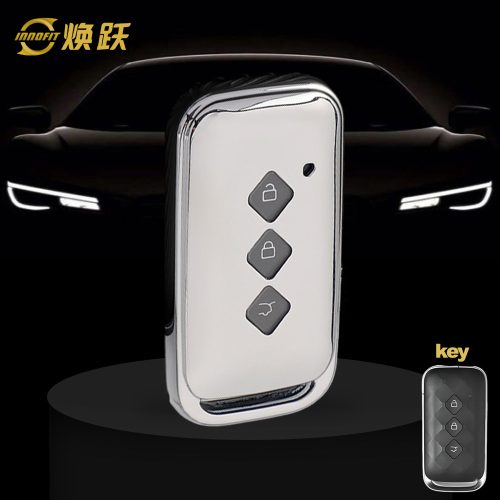 WUE1T1-White Transparent Button-Silver Plating- Car Key Cover For Wuling