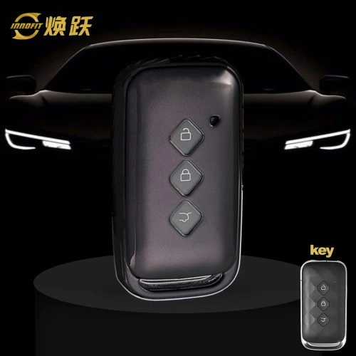 WUE1T1-White Transparent Button-Black Plating- Car Key Cover For Wuling