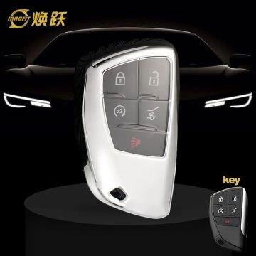 CEV1T1-White Transparent Button-Silver Plating- Car Key Cover For Chevrolet Buick