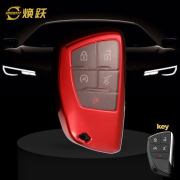 CEV1T1-White Transparent Button-Red Plating- Car Key Cover For Chevrolet Buick