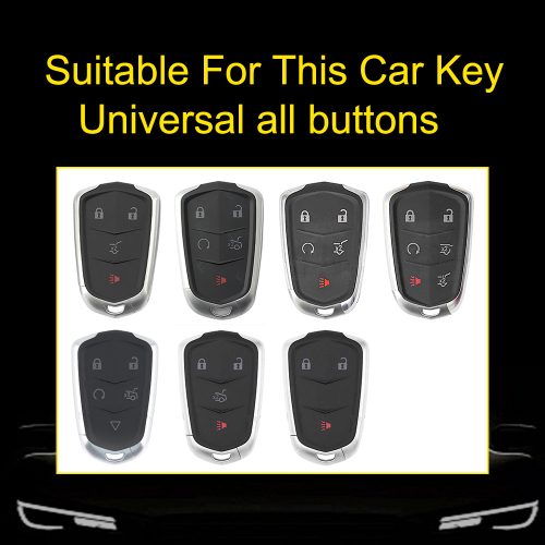 CAA1T1-White Transparent Button-Red Plating- Car Key Cover For Cadillac