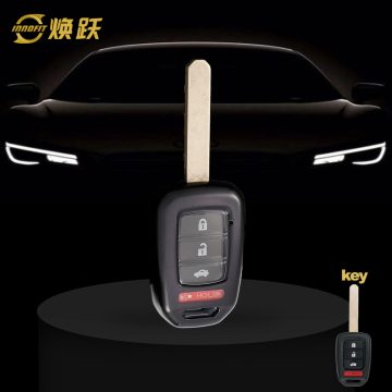 HOM1T1-White Transparent Button-Black Plating- Car Key Cover For Honda