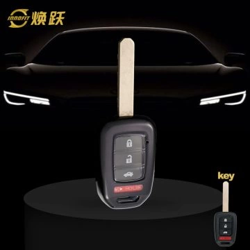 HOM1T1-White Transparent Button-Black Plating- Car Key Cover For Honda