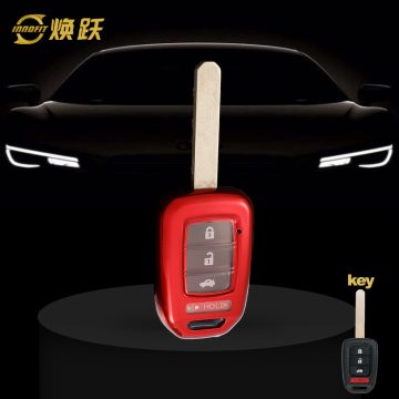 HOM1T1-White Transparent Button-Red Plating- Car Key Cover For Honda