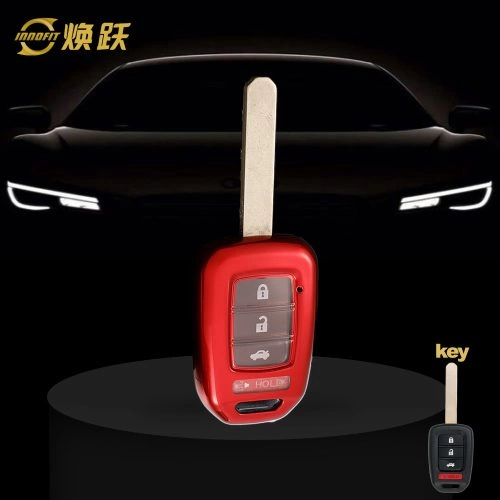 HOM1T1-White Transparent Button-Red Plating- Car Key Cover For Honda