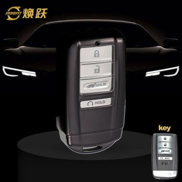 HOF1T1-White Transparent Button-Black Plating- Car Key Cover For Honda