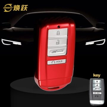 HOF1T1-White Transparent Button-Red Plating- Car Key Cover For Honda