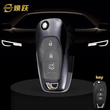 CEE1T1-White Transparent Button-Black Plating- Car Key Cover For Chevrolet