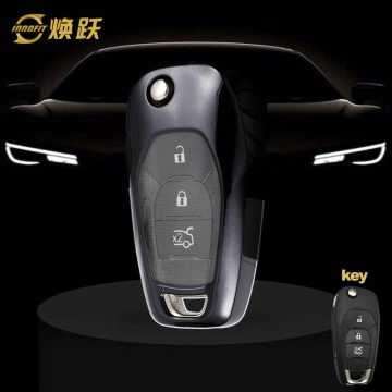 CEE1T1-White Transparent Button-Black Plating- Car Key Cover For Chevrolet