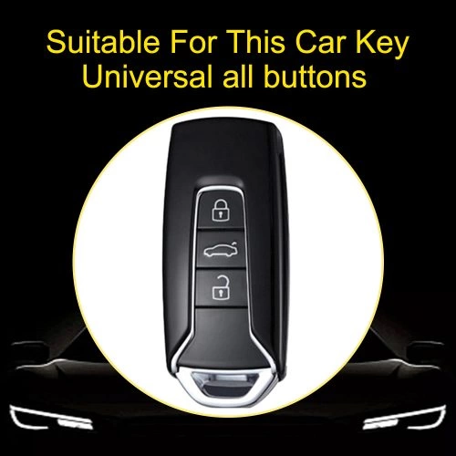 VOE1T1-White Transparent Button-Black Plating- Car Key Cover For Volkswagen