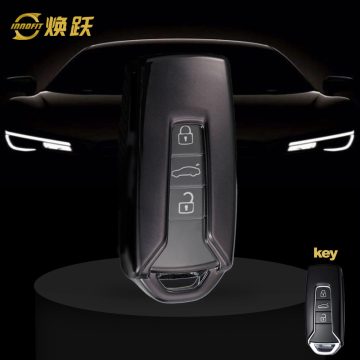 VOE1T1-White Transparent Button-Black Plating- Car Key Cover For Volkswagen
