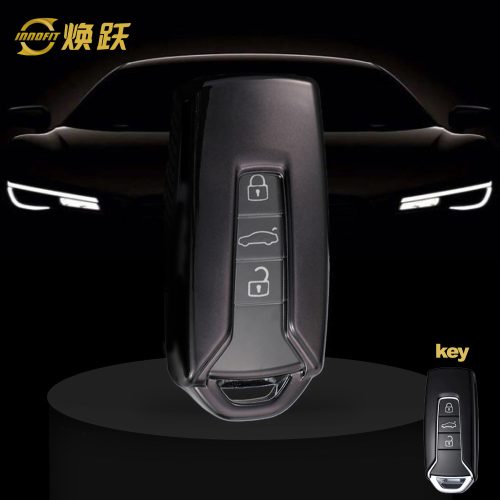 VOE1T1-White Transparent Button-Black Plating- Car Key Cover For Volkswagen