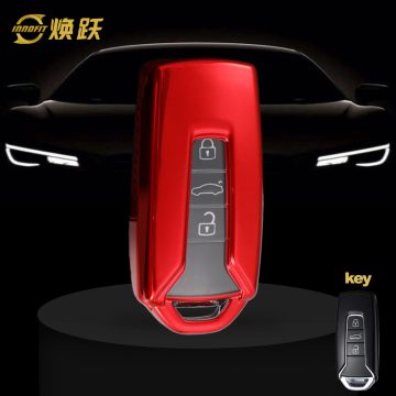 VOE1T1-White Transparent Button-Red Plating- Car Key Cover For Volkswagen