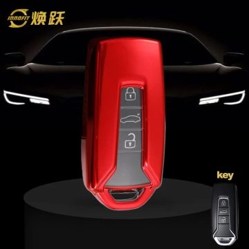 VOE1T1-White Transparent Button-Red Plating- Car Key Cover For Volkswagen